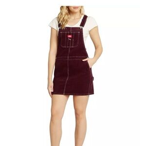 Dickies Maroon Corduroy Carpenter Overall Jumper Dress Juniors Sz S~NWT